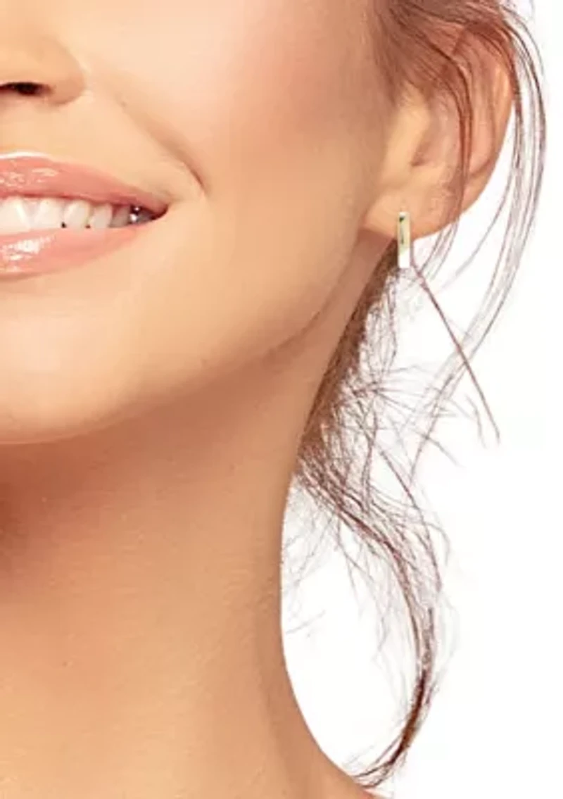 14K Gold Oval Huggie Hoop Earrings