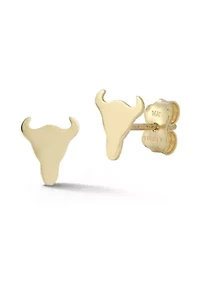 14K Gold Bull Stud Earrings