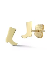 14K Gold Cowboy Boot Stud Earrings