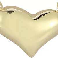 14K Gold Puffed Heart Pendant Necklace