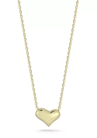 14K Gold Puffed Heart Pendant Necklace