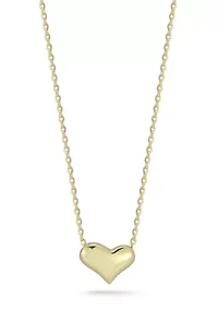 14K Gold Puffed Heart Pendant Necklace