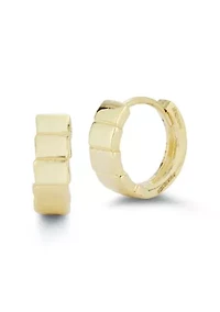 14K Gold Tiled Huggie Hoop Earrings