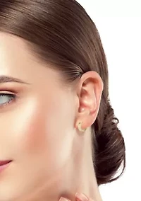 14K Gold Tiled Huggie Hoop Earrings