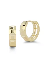 14K Gold Mosaic Huggie Hoop Earrings