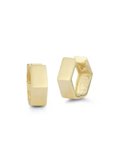 14K Gold Hexagon Huggie Hoop Earrings