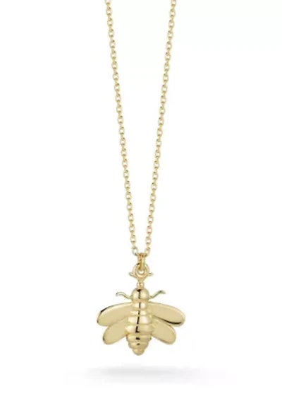 14K Gold Bee Pendant Necklace