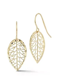 14K Gold Leaf Drop Earrings