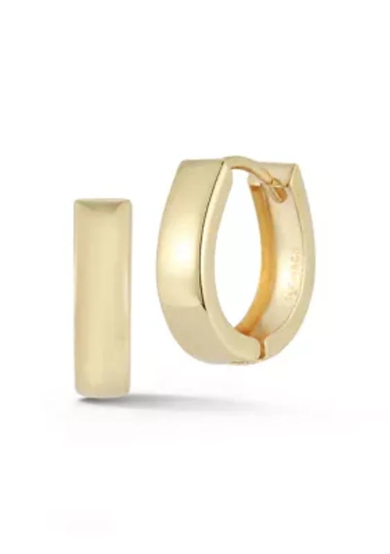 14K Gold Bold Pear Shaped Huggie Hoop Earrings