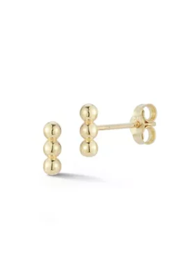 14K Gold Triple Ball Stud Earrings