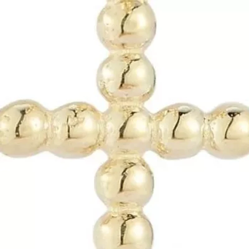 14K Gold Cross Charm Bubble Huggie Hoop Earrings