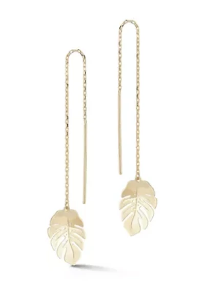 14K Gold Leaf Threader Earrings