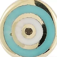 14K Gold Enamel Evil Eye Charm Huggie Hoop Earrings