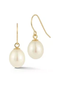 14K Gold Pearl Drop Earrings