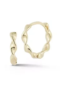14K Gold Twist Huggie Hoop Earrings