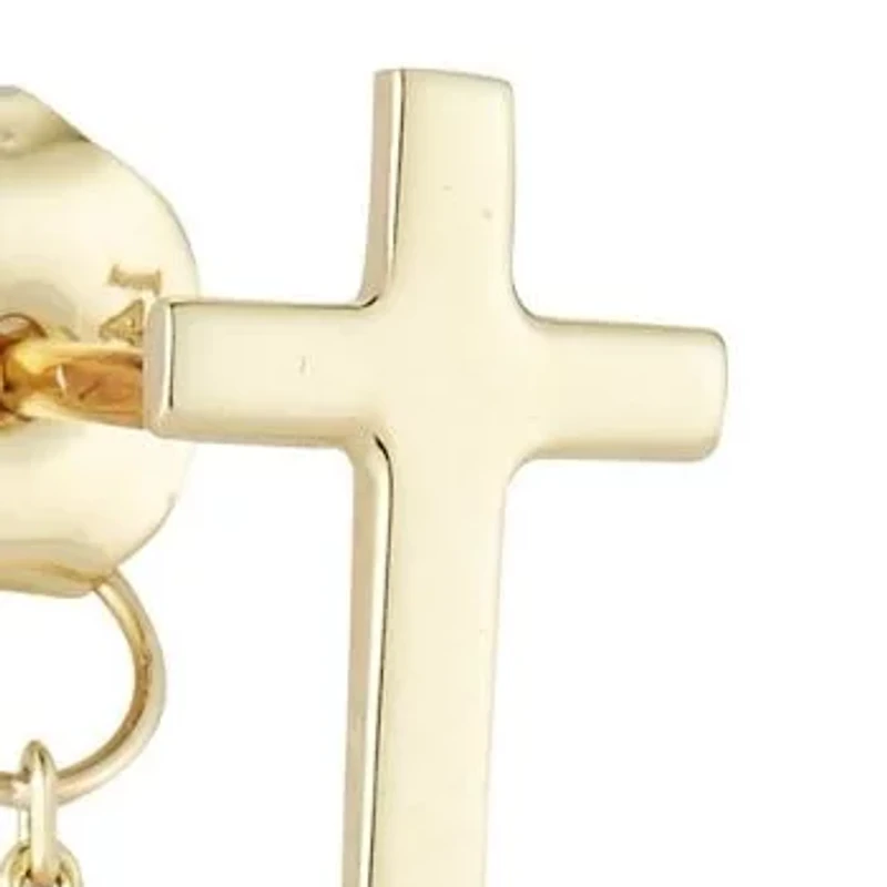 14K Gold Cross Front/Back Earrings