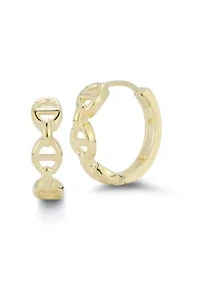 14K Gold Mariner Chain Huggie Hoop Earrings
