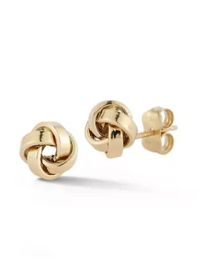 14K Gold Dainty Love Knot Stud Earrings