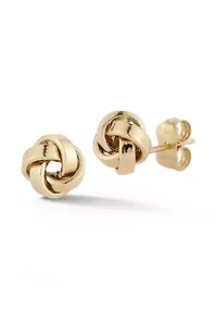 14K Gold Dainty Love Knot Stud Earrings