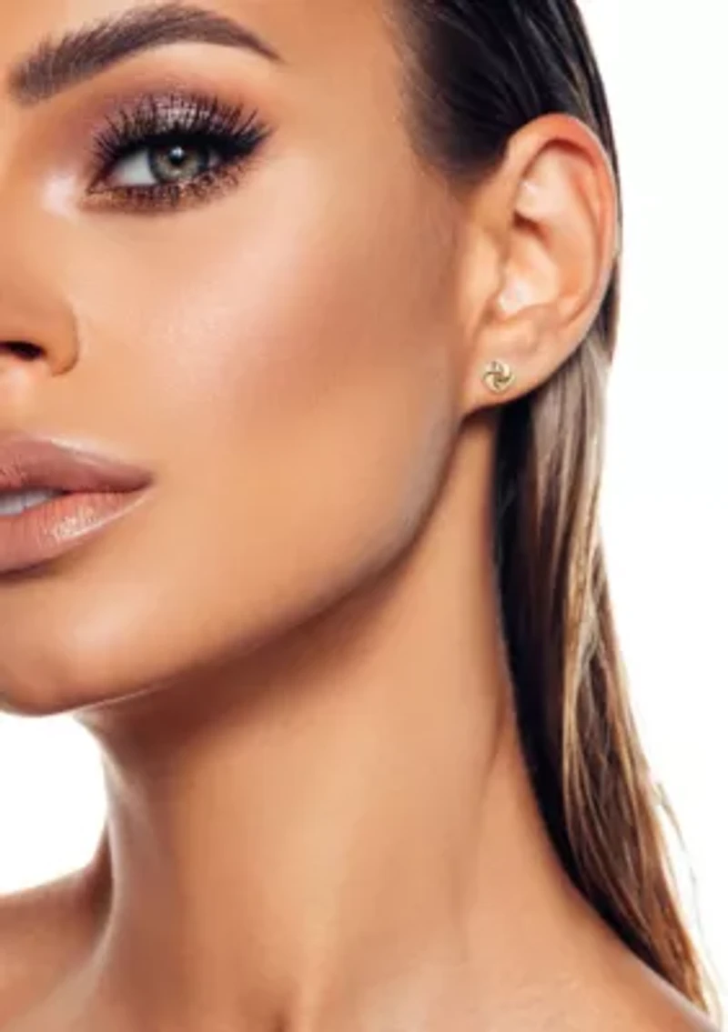 14K Gold Dainty Love Knot Stud Earrings