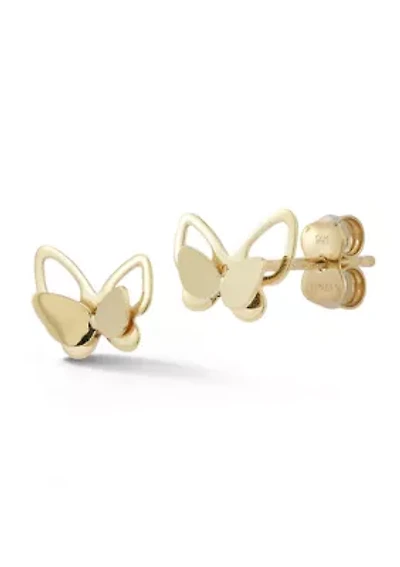 14K Gold Double Butterfly Stud Earrings