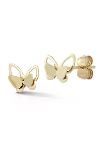 14K Gold Double Butterfly Stud Earrings