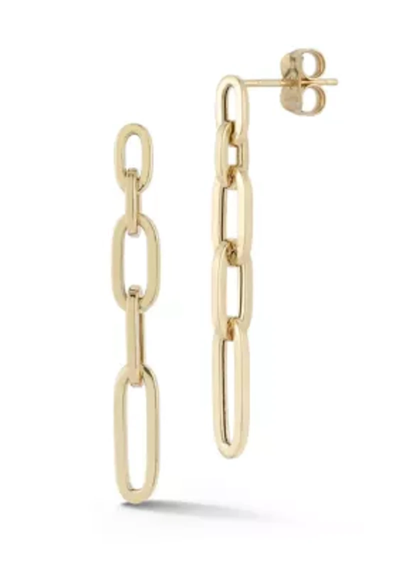 14K Gold Oval Link Drop Earrings