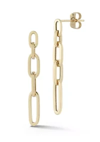 14K Gold Oval Link Drop Earrings