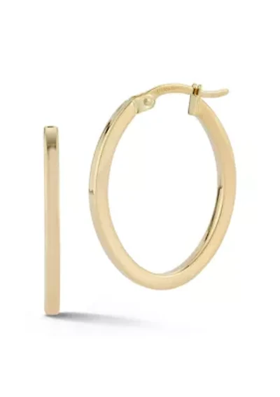 14K Gold Large Oval Hoop Earrings