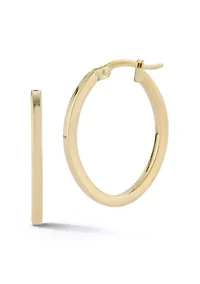 14K Gold Large Oval Hoop Earrings