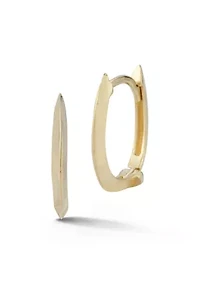 14K Gold Thin Knife Edge Oval Hoop Earrings