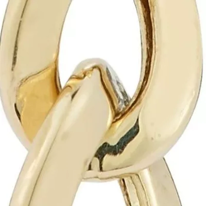 14K Gold Curb Chain Link Drop Earrings