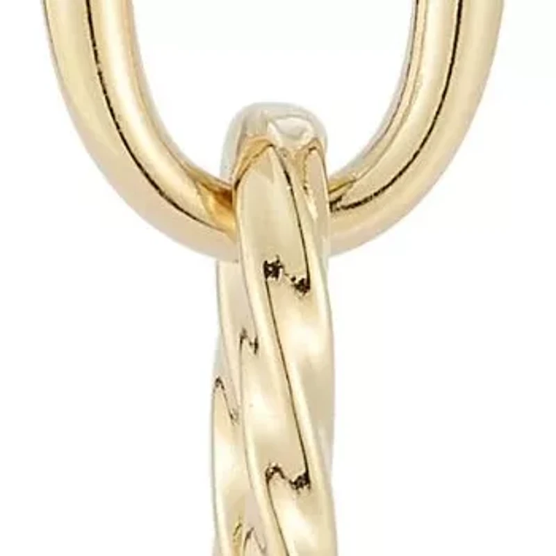 14K Gold Twist Oval Link Drop Earrings