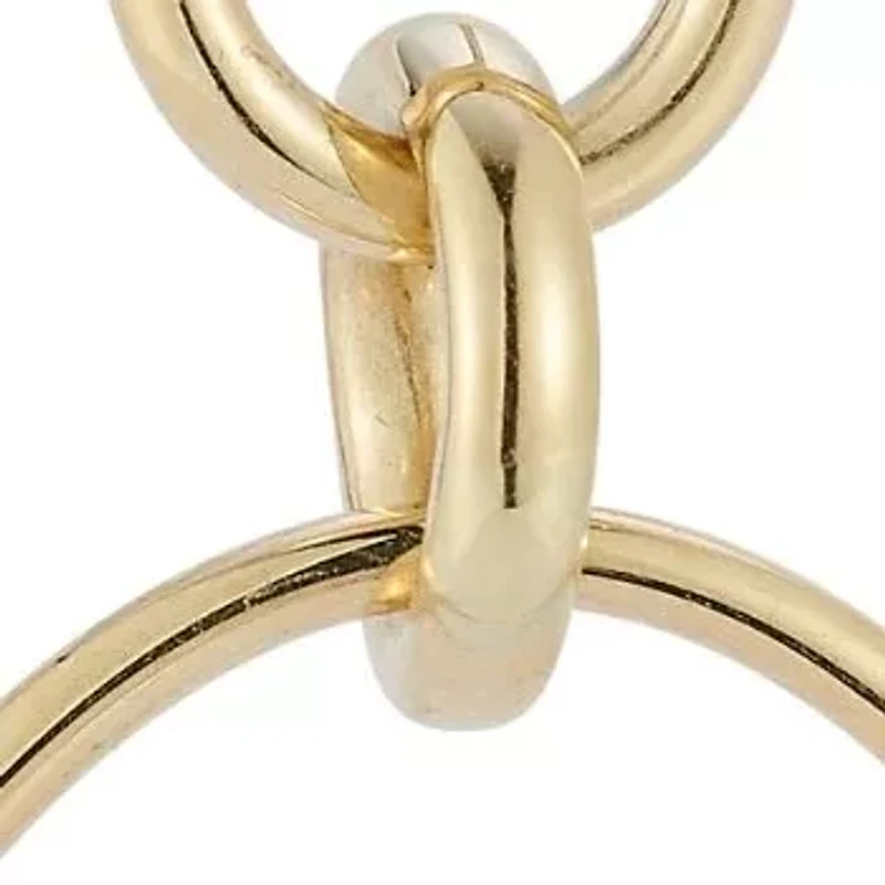 14K Gold Large Oval Hoop Drop Earrings