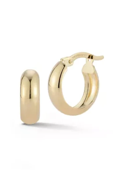 14K Gold Polished Round Hoop Earrings