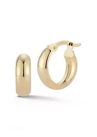 14K Gold Polished Round Hoop Earrings