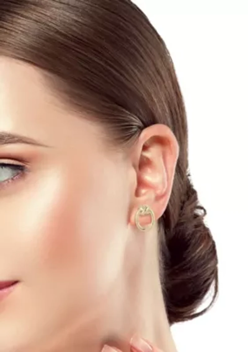 14K Gold Knot Hoop Stud Earrings