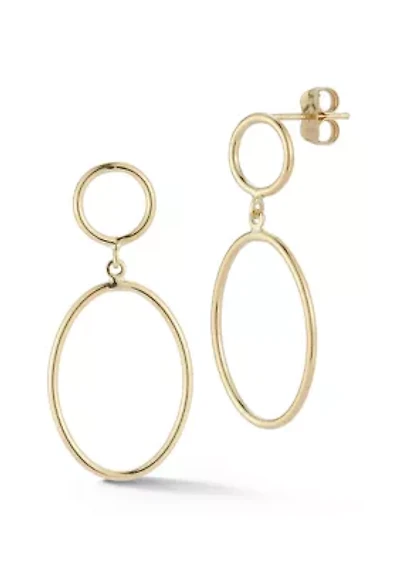 14K Gold Large Oval Link Drop Earrings