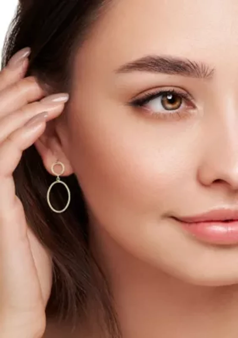 14K Gold Large Oval Link Drop Earrings