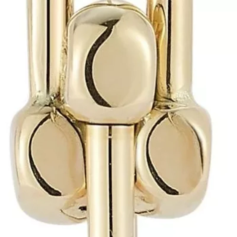 14K Gold Long Stirrup Link Drop Earrings