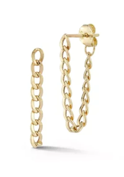 14K Gold Curb Chain Front/Back Earrings