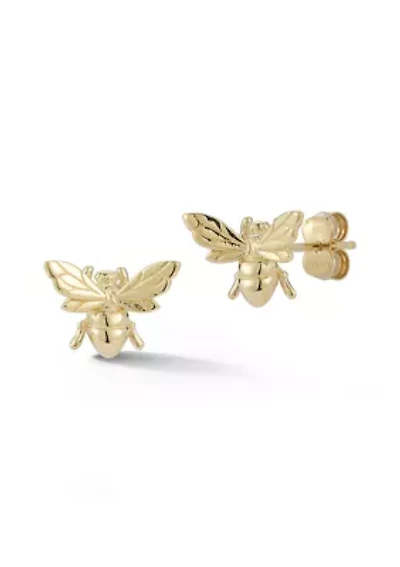 14K Gold Bee Stud Earrings