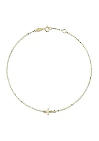 14K Gold Cross Anklet
