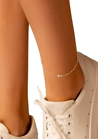 14K Gold Cross Anklet