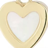 14K Gold Mother of Pearl Heart Charm Mini Huggie Hoop Earrings