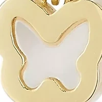 14K Gold Mother of Pearl Butterfly Charm Mini Huggie Hoop Earrings