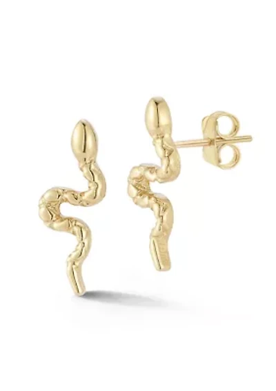 14K Gold Snake Stud Earrings