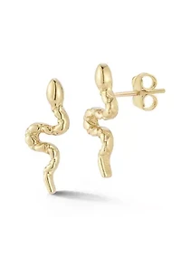 14K Gold Snake Stud Earrings