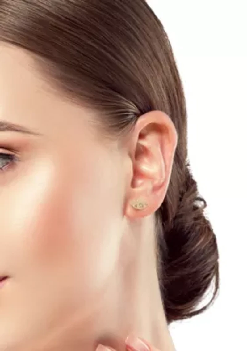 14K Gold Evil Eye Stud Earrings