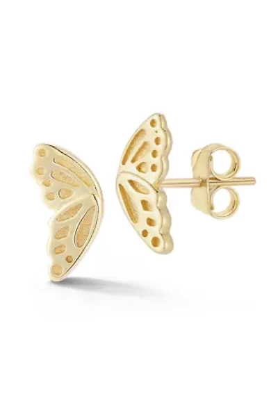 14K Gold Butterfly Wing Stud Earrings